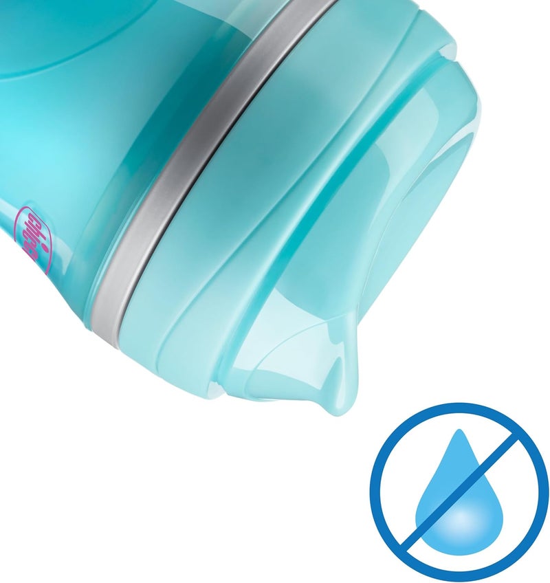 Chicco Double-Wall Insulated Sippy Cup with Bite-Proof Rim Spout and Spill-Free Lid 9oz. | Top-Rack Dishwasher Safe | Easy to Hold Ergonomic Indents | Teal/Pink/Floral, 2pk | 12+ months - Image 3